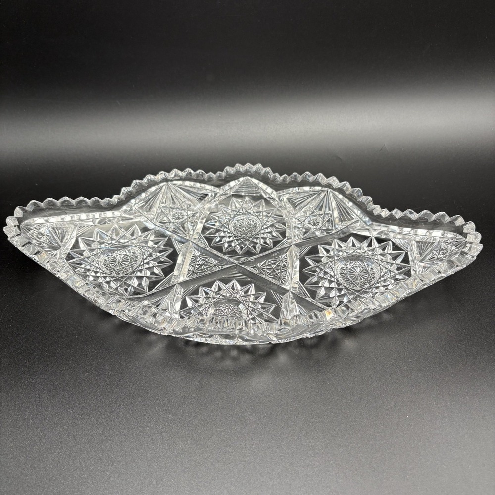 Antique ABP Brilliant Period Cut Glass 14" Ice Cream Tray No Flaws Saw Cut Edge
